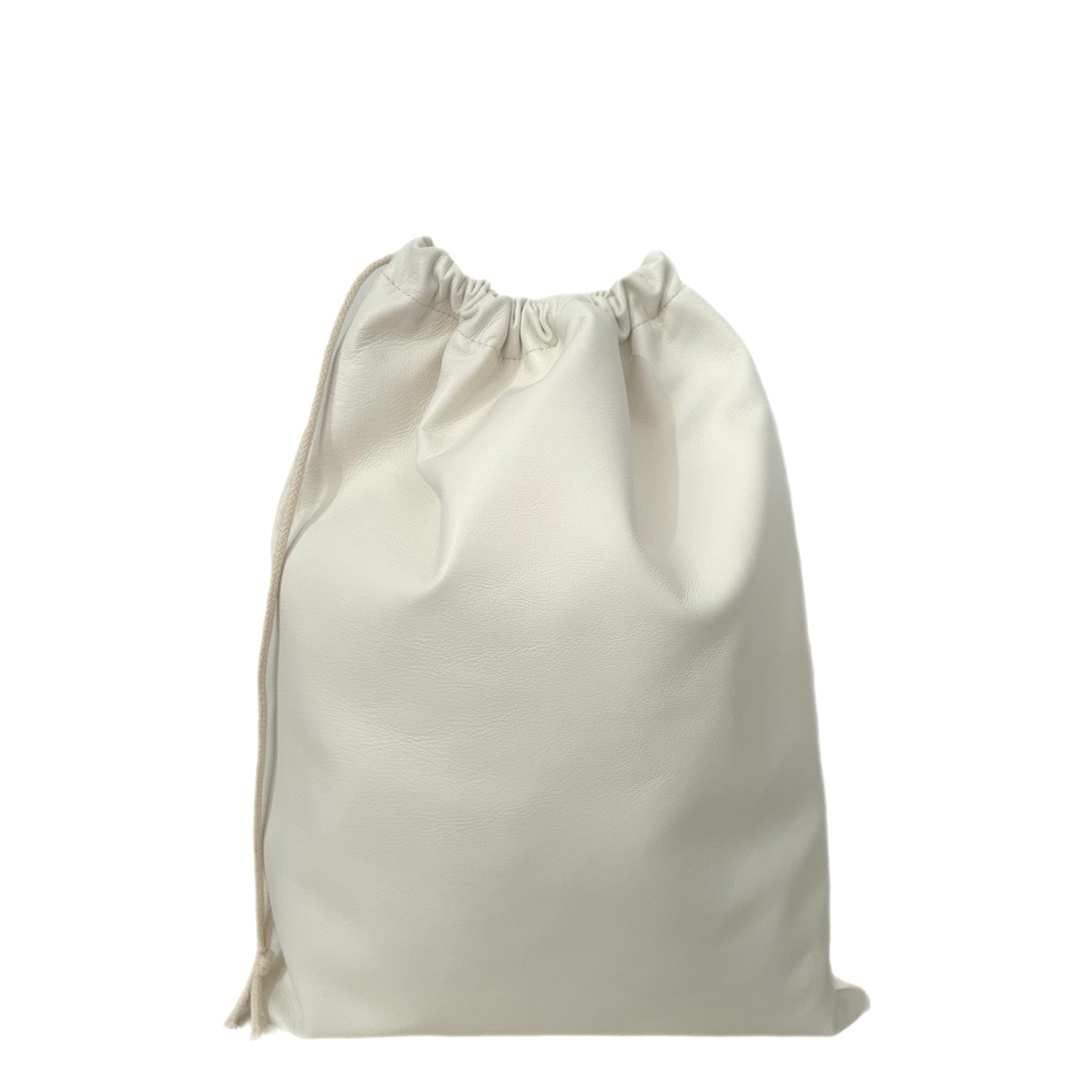 Personalised Drawstring Bag - Cream - Lemon Letters - Soft Nappa Leather