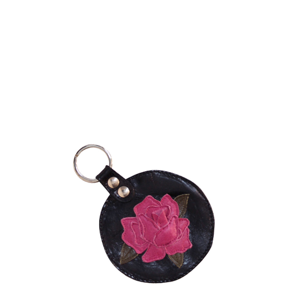 Keyring - Black - Magenta Rose