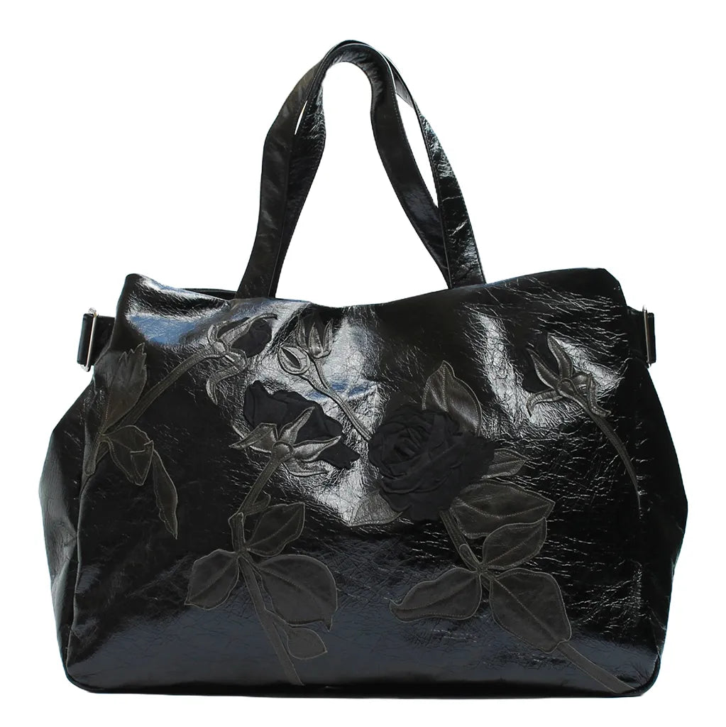 Overnight Bag – Black – Black Suede Rose