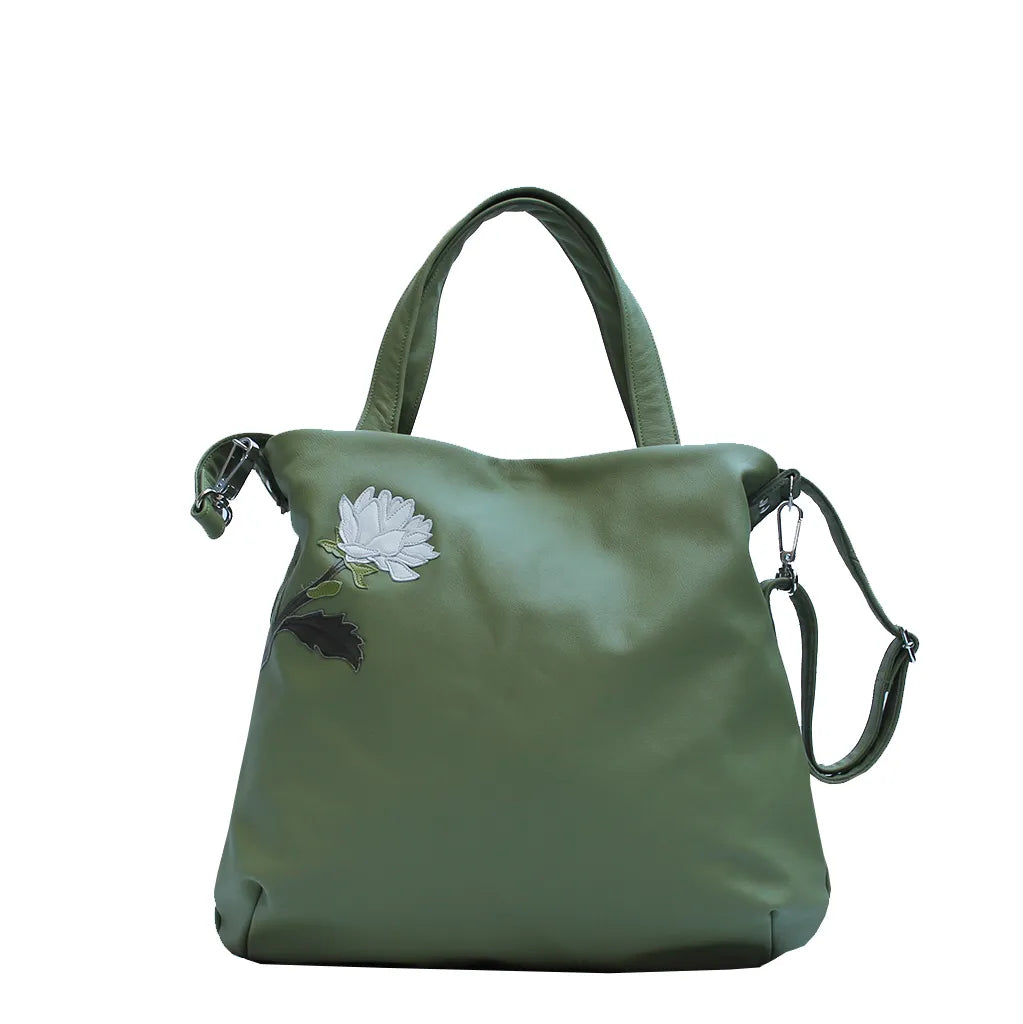 Dexter Handbag – Aloe – Cream Dahlia Medley