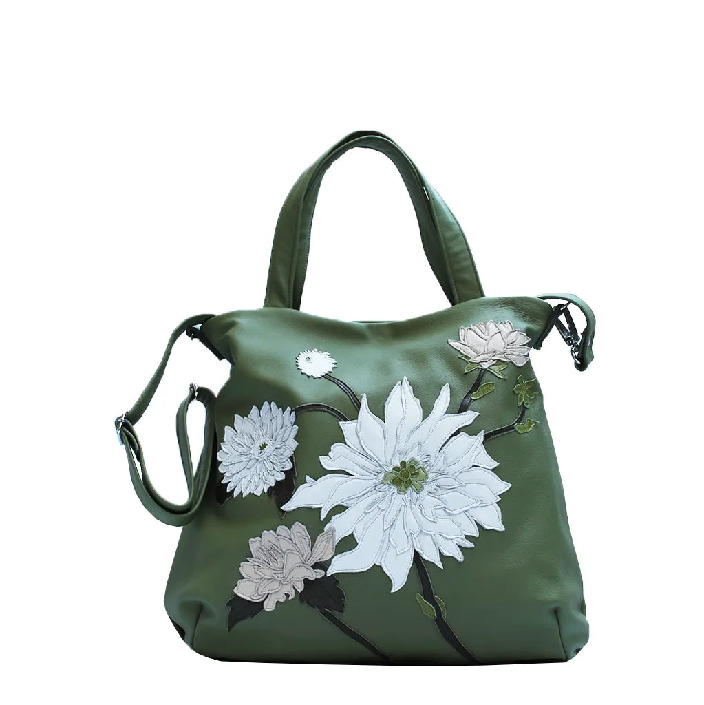 Dexter Handbag – Aloe – Cream Dahlia Medley