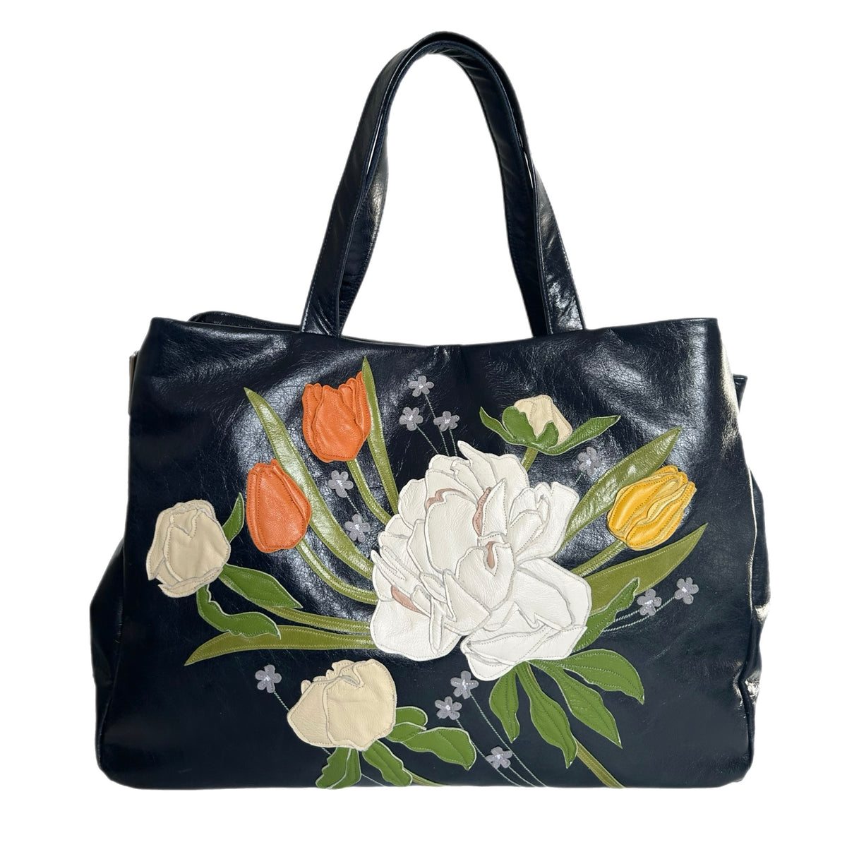 Overnight Bag - Navy Blue - Peony Tulip Surprise