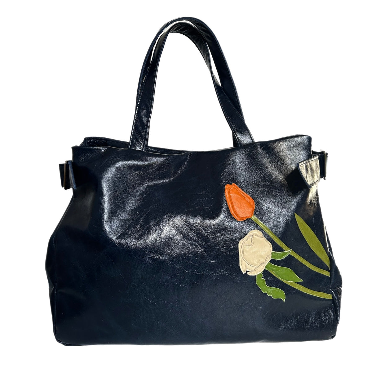 Overnight Bag - Navy Blue - Peony Tulip Surprise