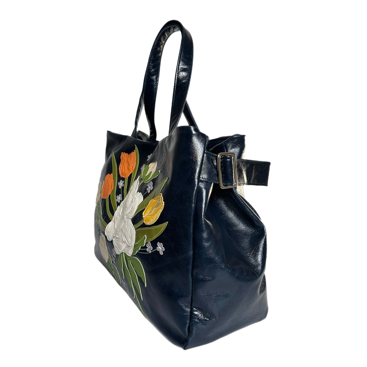 Overnight Bag - Navy Blue - Peony Tulip Surprise