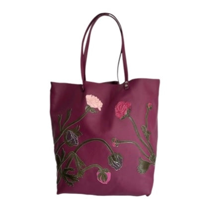 Chester Tote Bag - Plum - Berry Ranunculus Sonata