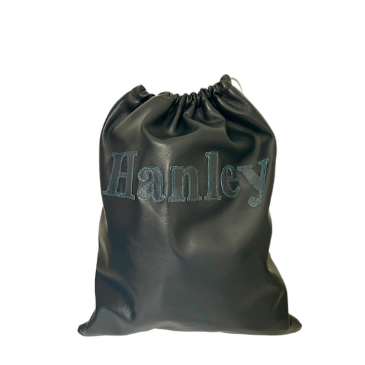 Personalised Drawstring Bag - Navy - Petrolio Letters - Soft Nappa Leather