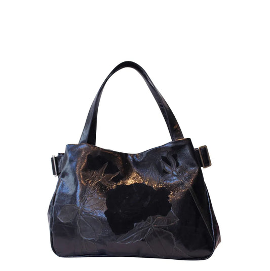 Tanza Bag – Black – Black Suede Rose