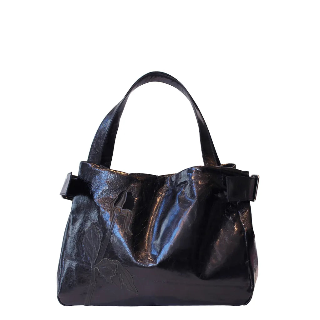 Tanza Bag – Black – Black Suede Rose