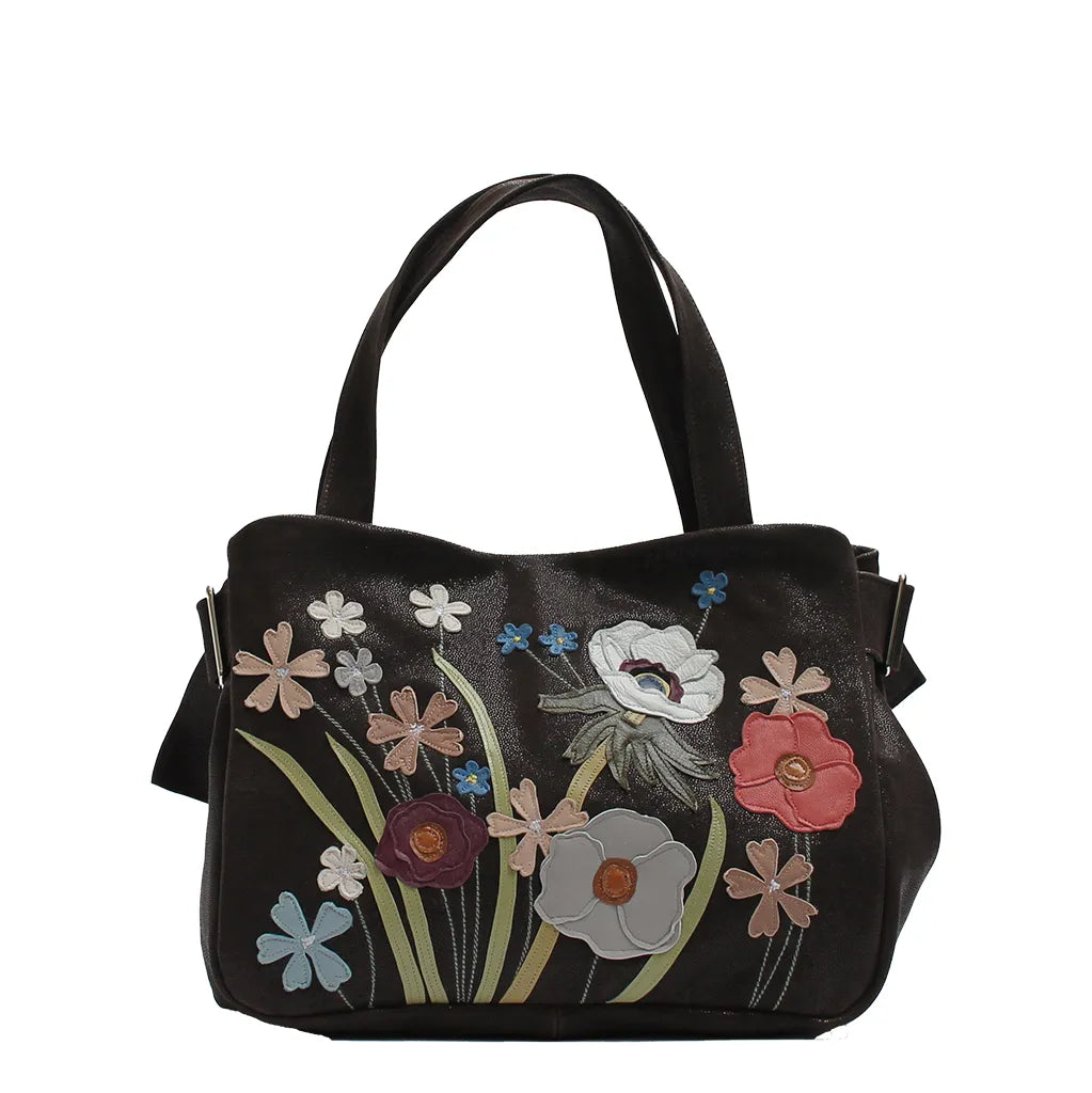 Bloomsbury Handbag – Chocolate Sparkle – Anemone Wildflower