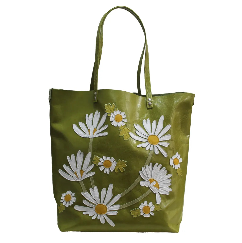 Chester Tote Bag – Apple Green – Classic Daisy Field