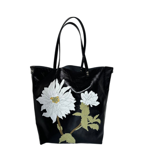 Chester Tote Bag - Black - Cream Dahlia