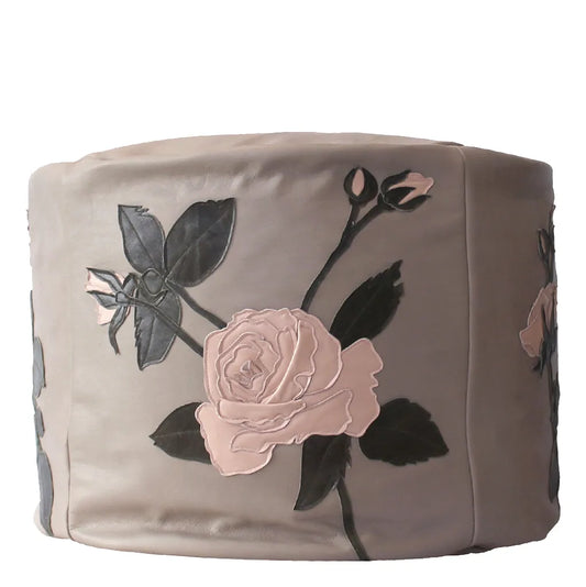 Footstool – Sand – Classic Pale Pink Rose Garden