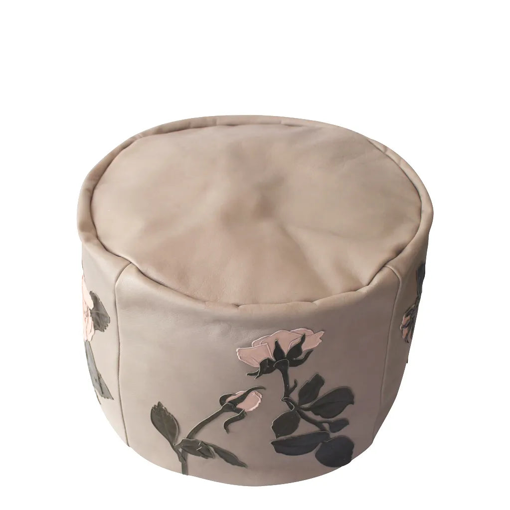 Footstool – Sand – Classic Pale Pink Rose Garden