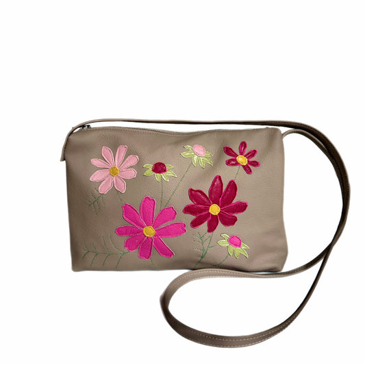 Hampton Handbag - Cappuccino- Pink Cosmos Carnival