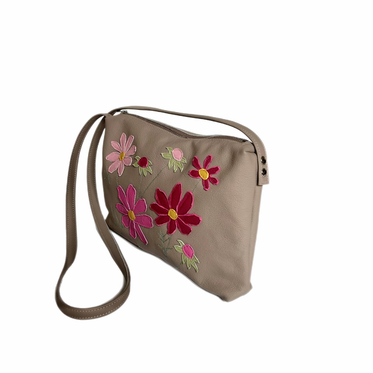Hampton Handbag - Cappuccino- Pink Cosmos Carnival