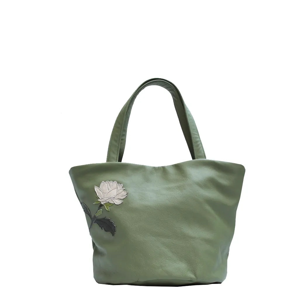 Jubilee Handbag -Aloe – Cream Dahlia Medley