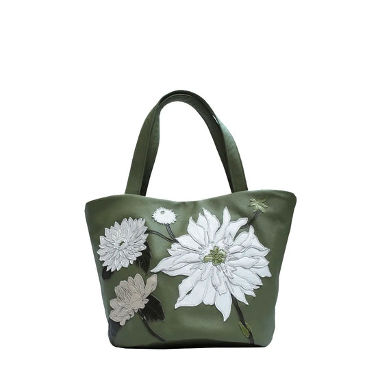 Jubilee Handbag -Aloe – Cream Dahlia Medley