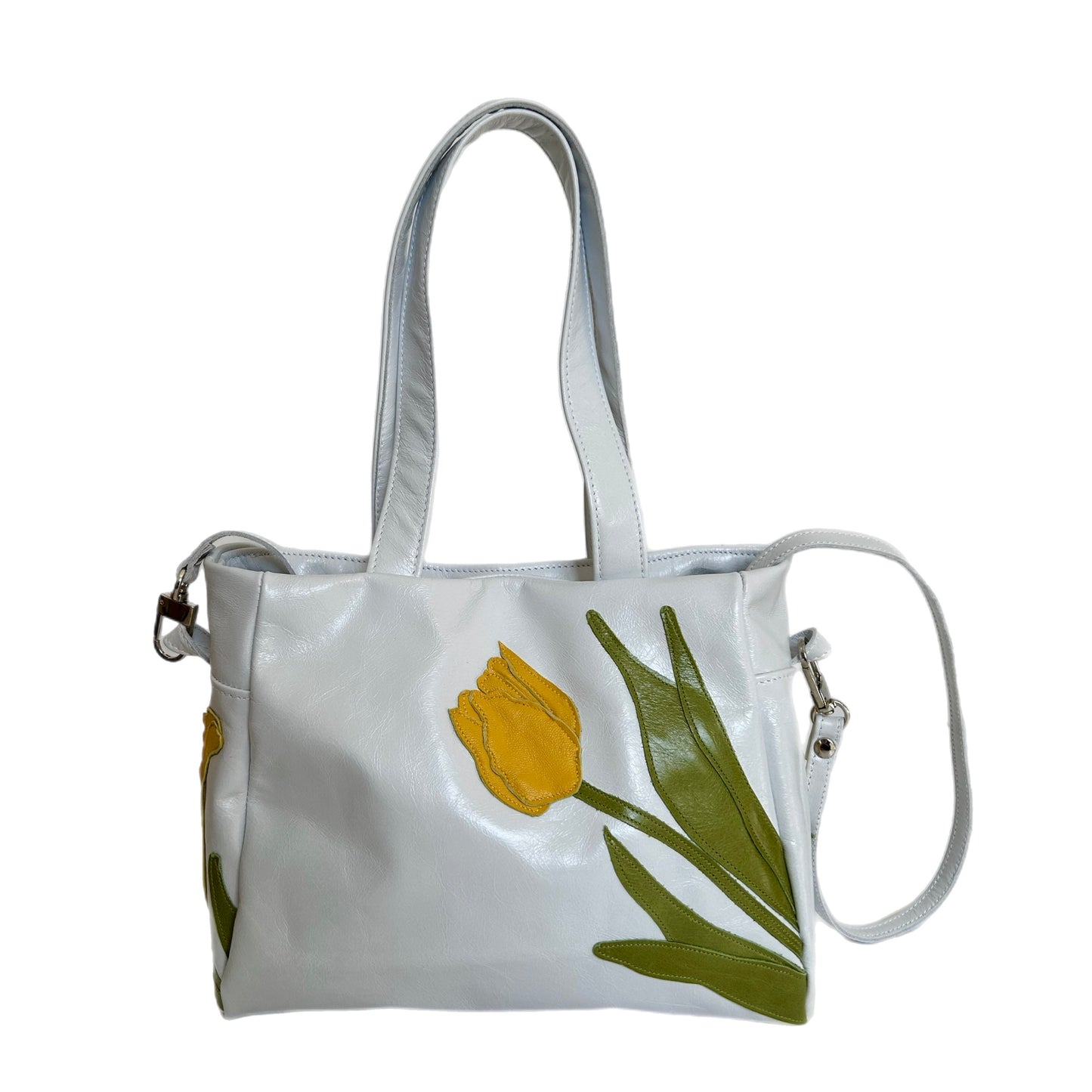 Julia Handbag – White – Yellow Tulip Field