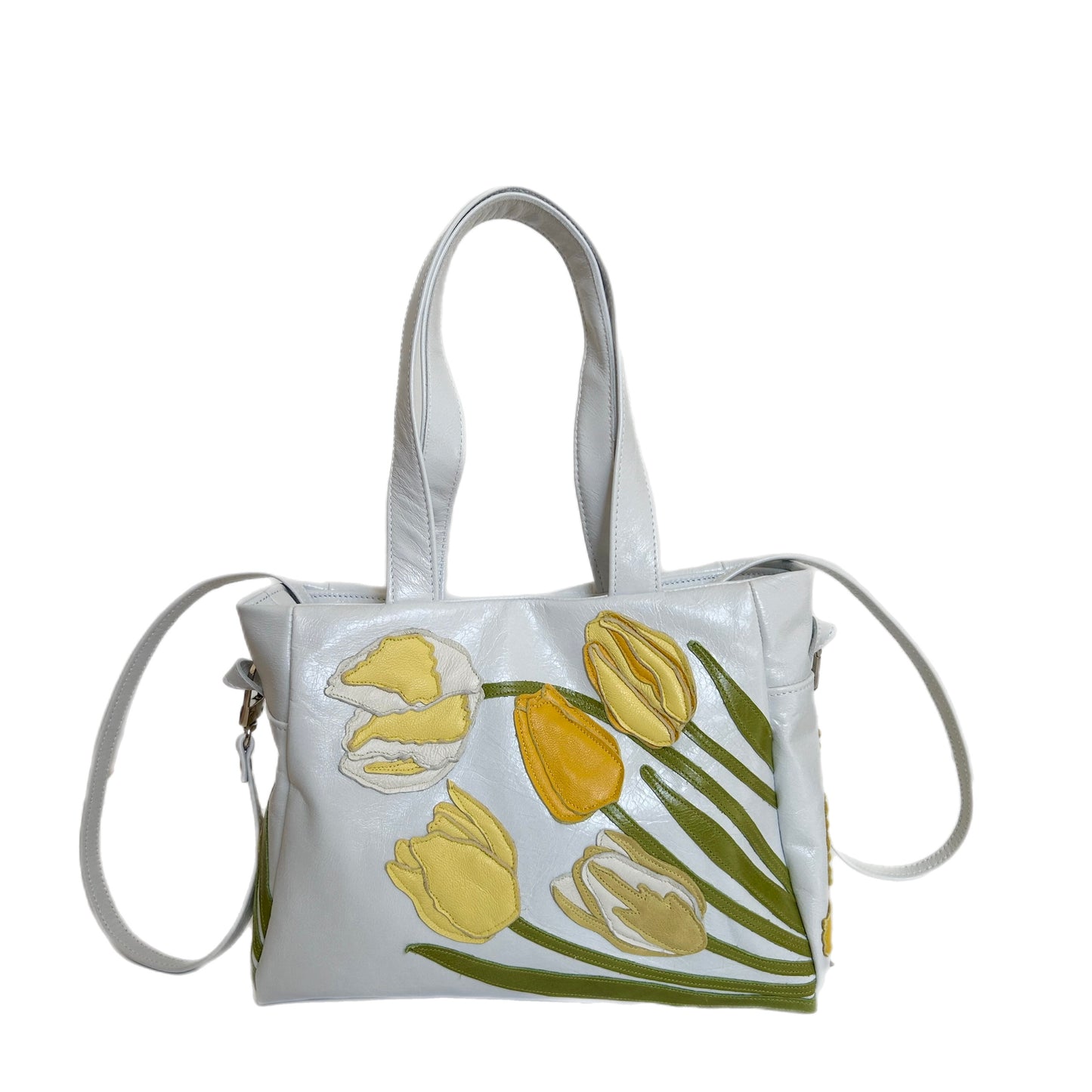 Julia Handbag – White – Yellow Tulip Field