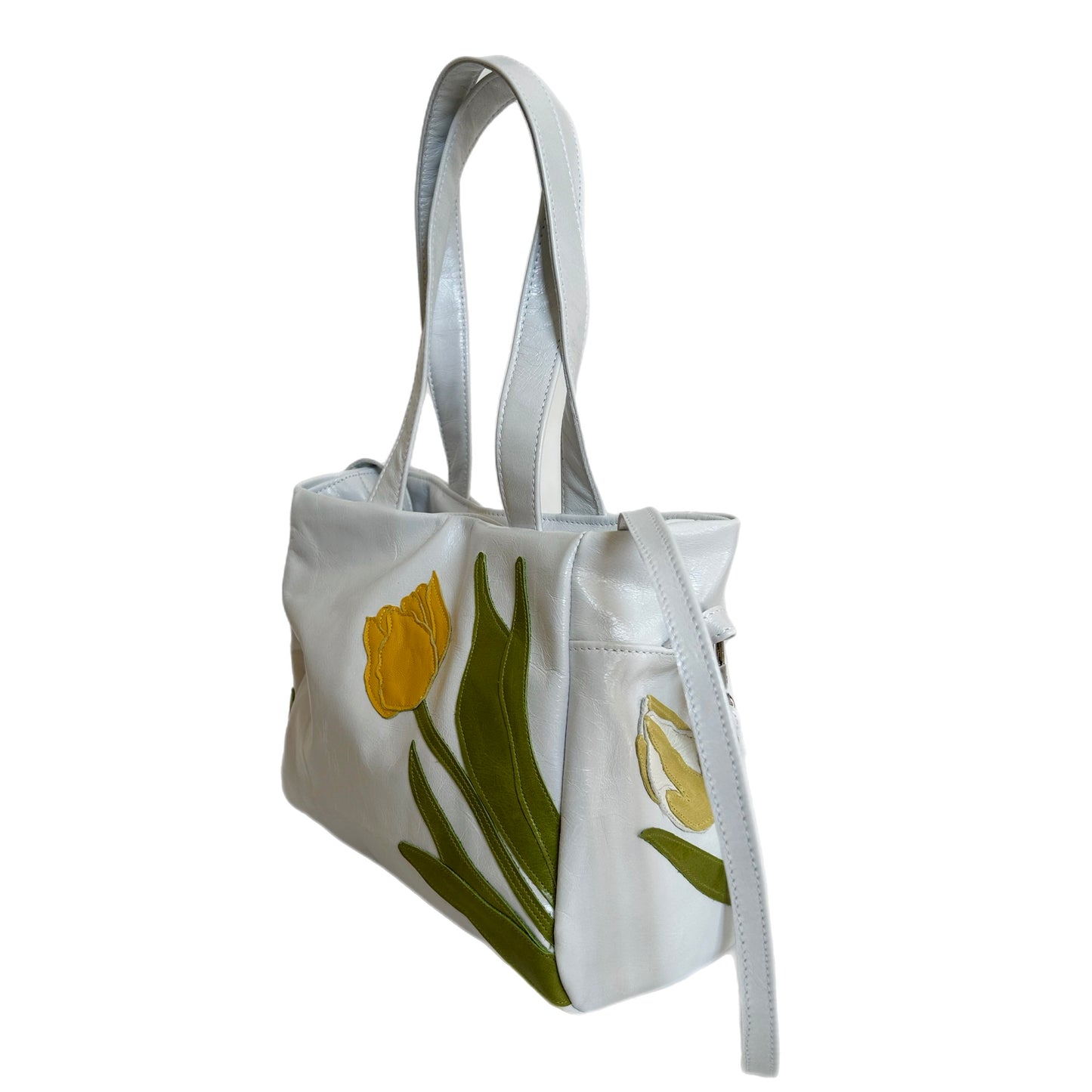 Julia Handbag – White – Yellow Tulip Field