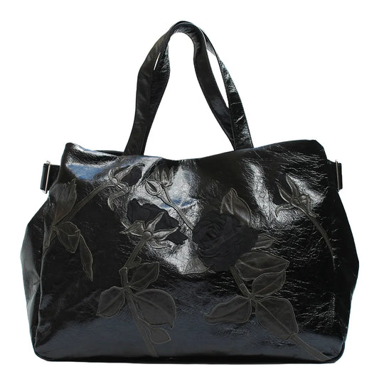 Overnight Bag – Black – Black Suede Rose Garden