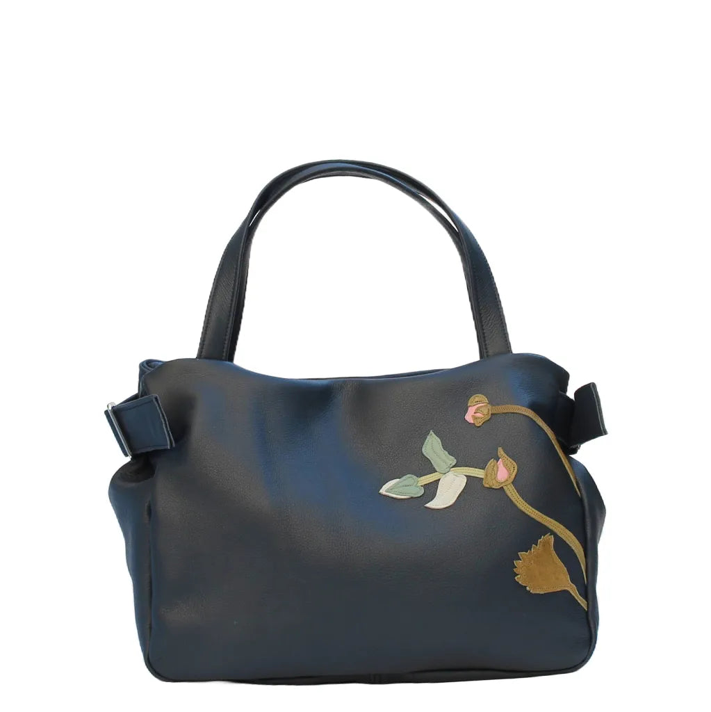 Tanza Handbag – Midnight – Peony Rhapsody